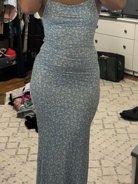 SHEIN Light Blue Floral Ditsy Maxi Dress